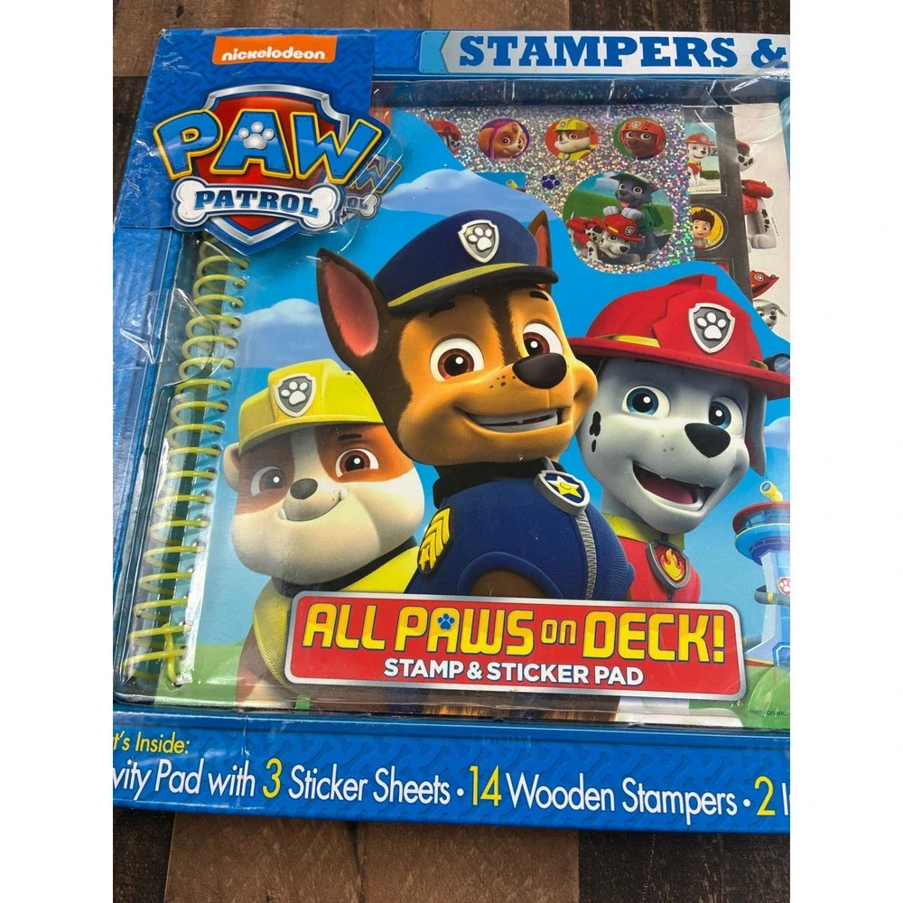 Paw Patrol All Paws On Deck Wooden Stamp and Sticker Activity Set Bendon NEW